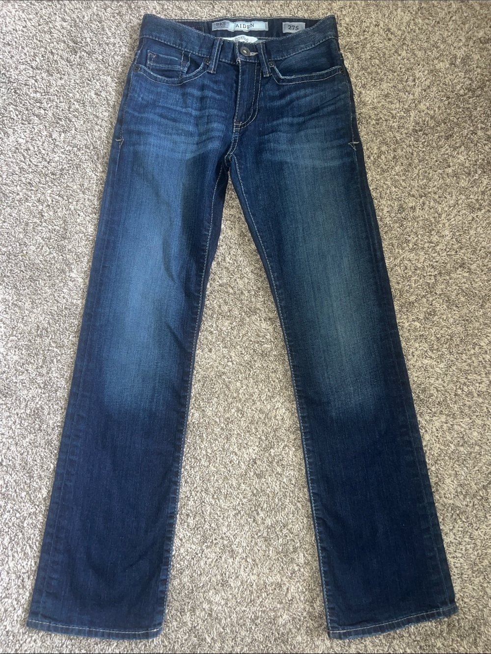 BKE Aiden Young Men's Bootleg Jeans in Dark Blue Wash